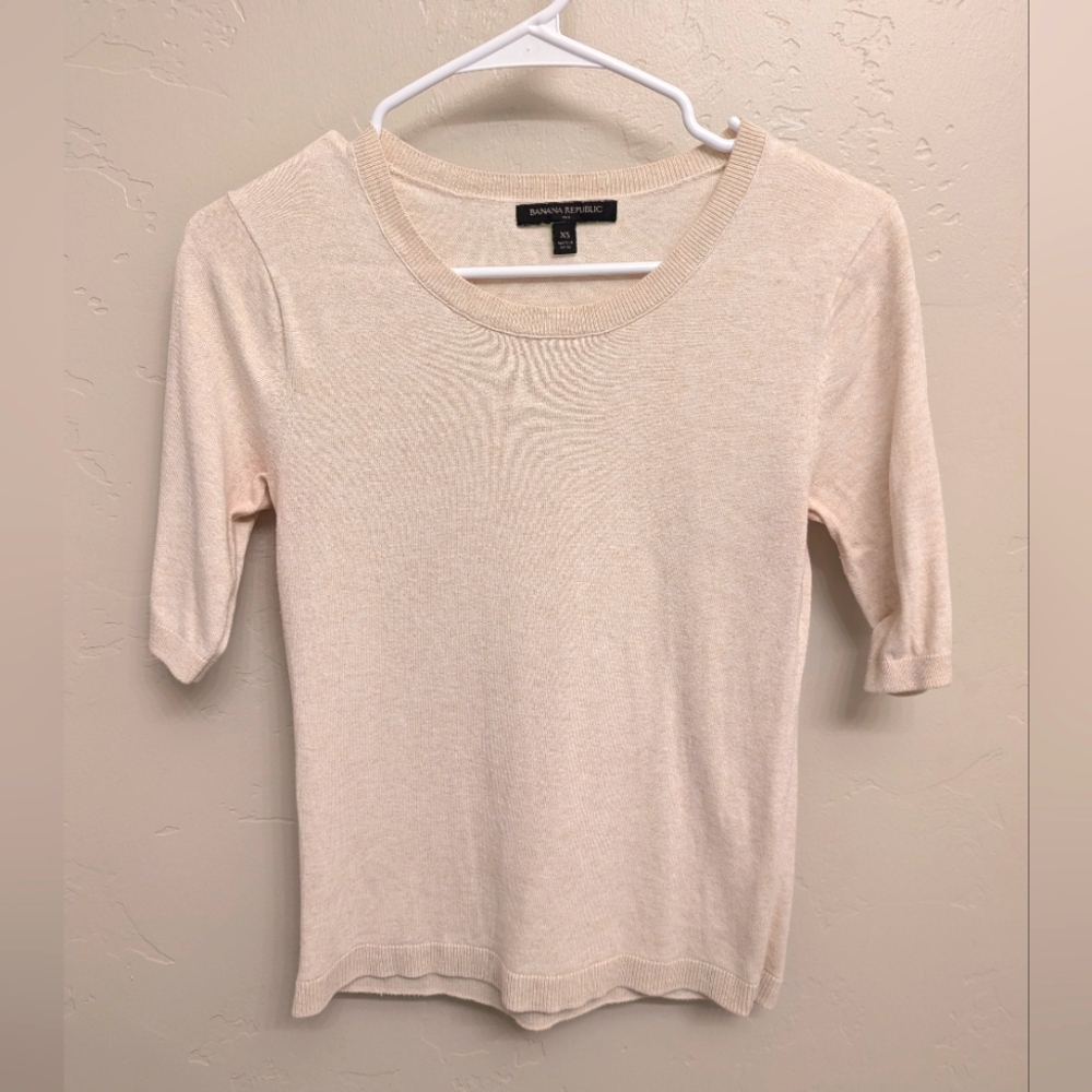 Banana Republic - Cream Half Sleeve Sweater
